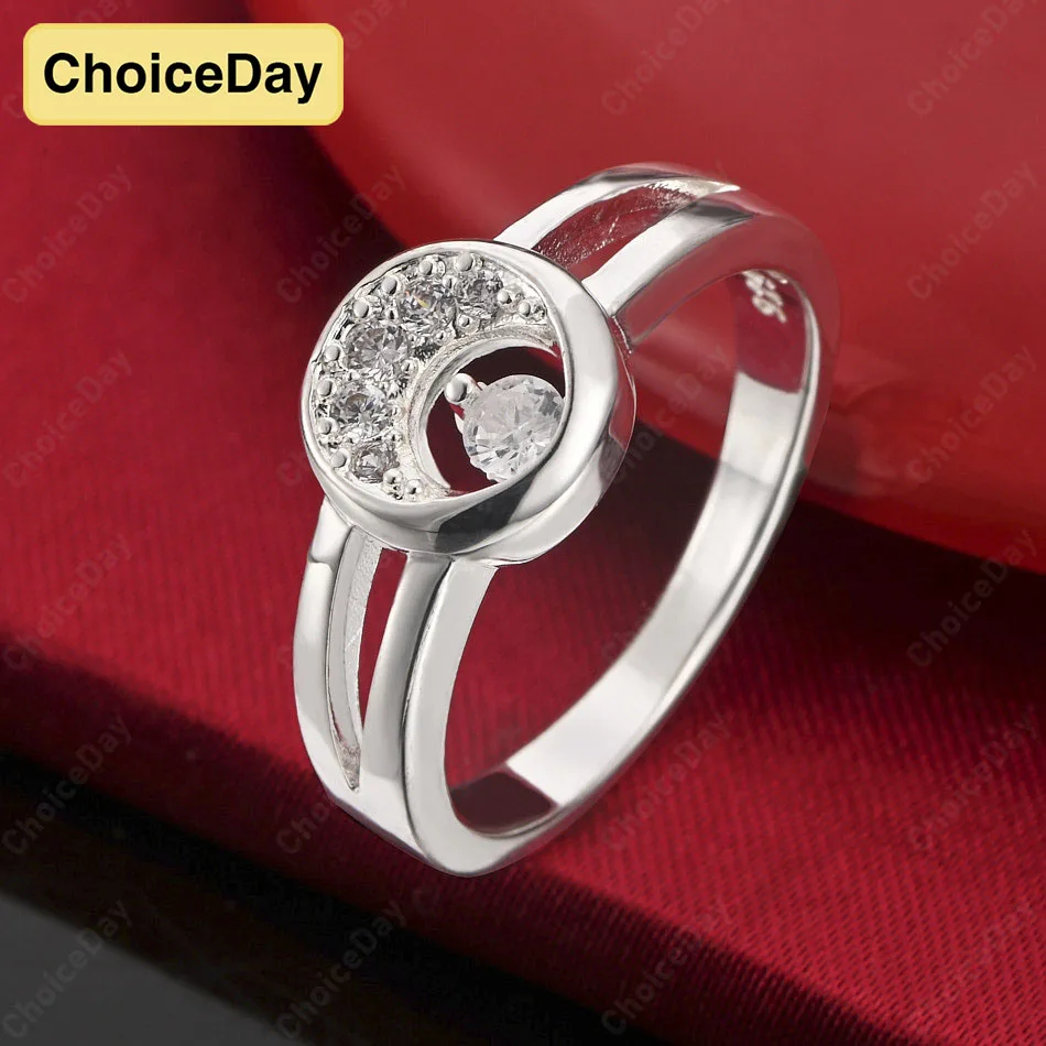 

ChoiceDay Elegant 925 Sterling Silver 7-10 Exquisite Moon Zircon Ring Women's Temperament Accessories Jewelry Party