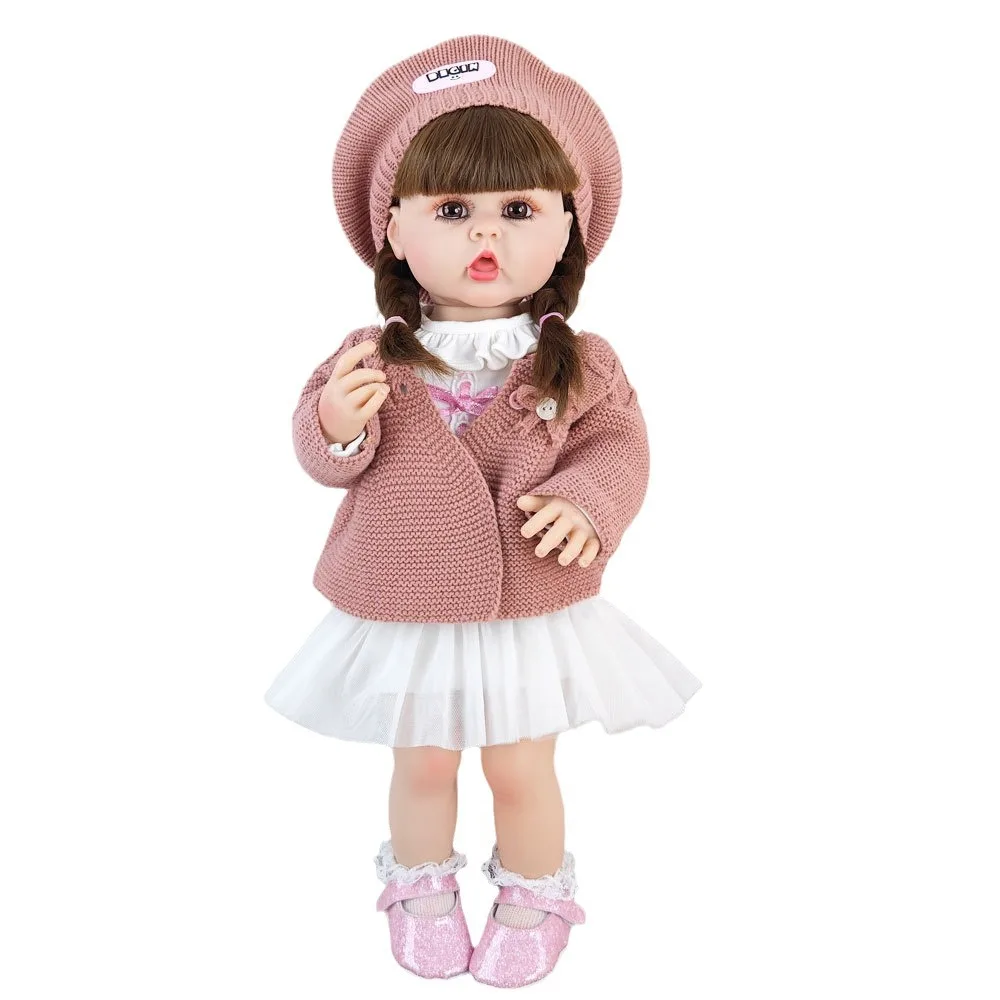 

55cm Reborn Doll Full Body Soft Viny Simulation Dolls Sweater Suit Dress Up Game Toy Play House Toys Christmas birthday Gift