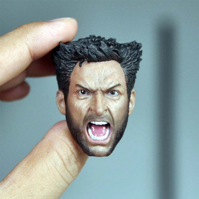 1/6 Hugh Jackman Male Head Carving PVC Head Sculpt Model Fit 12\'\' Soldier Action Figure Body Dolls