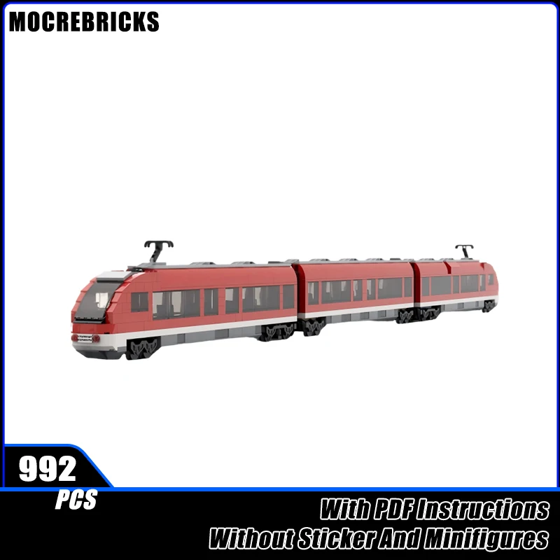 

MOC Urban Railway7938 Double Passenger Train Carriage Building Blocks Locomotive Model Bricks Boy Toys Xmas Gift