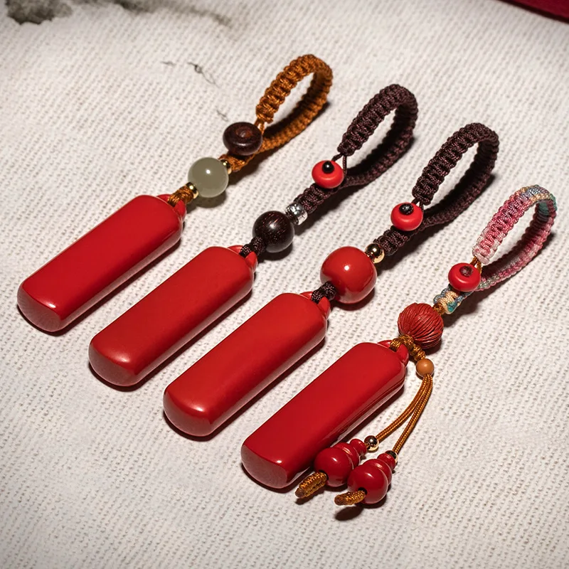 High-Content Raw Ore New Car Key Pendant Old-Styled Bead Cinnabar Lucky Sa Bag Chamrs Pray for peace Safe