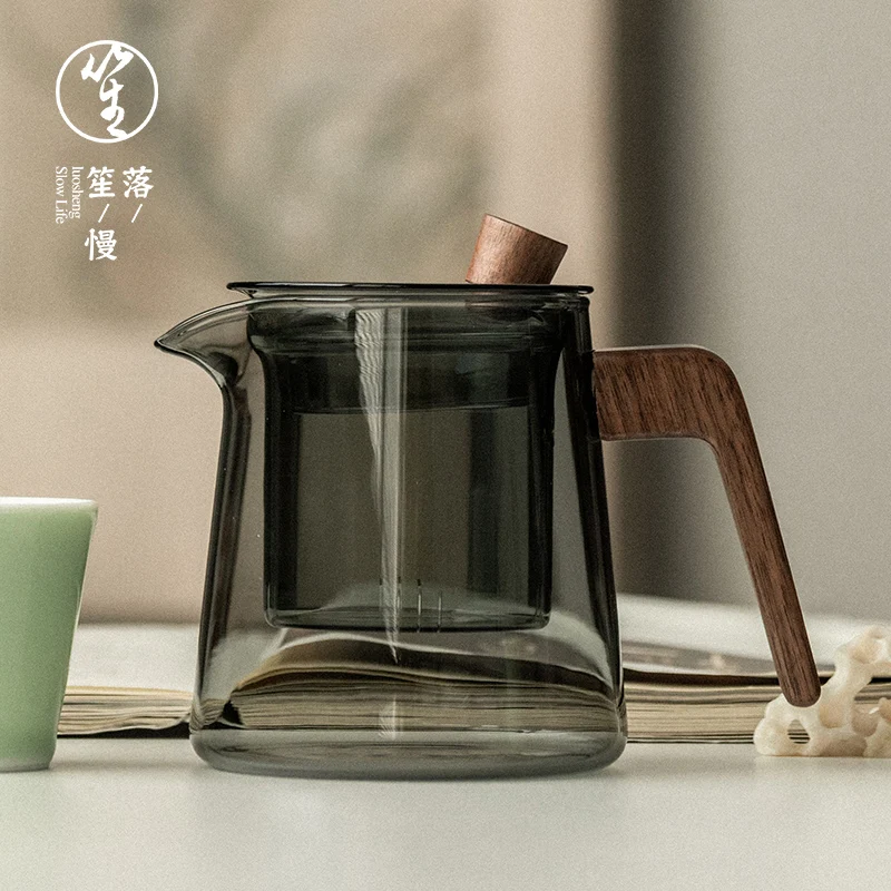 

Thiened Glass Tea Pot Set with Side Handle for Boiling Water And Brewing Tea Separate Tea And Water High Temperature Resistant