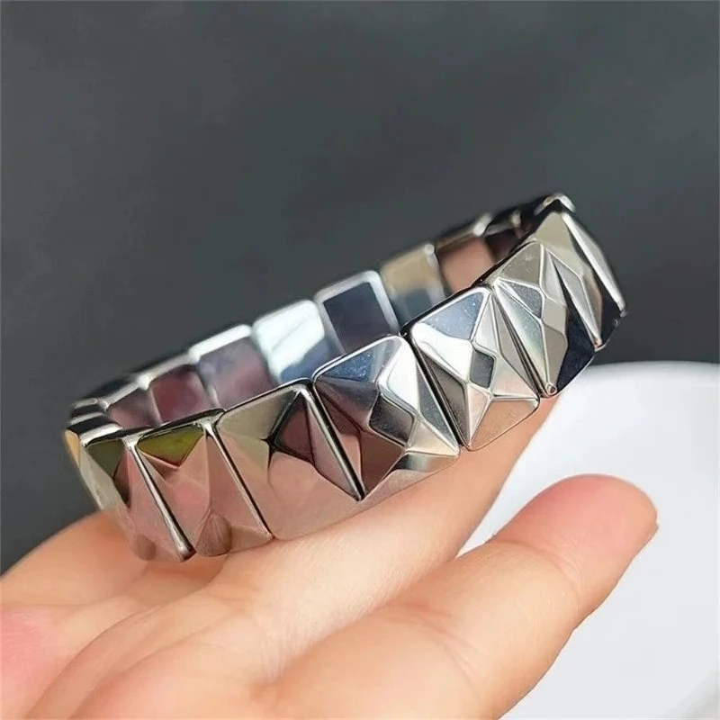 

Natural Terahertz THz Cut Terasilica Hot & Cold Dual Effect Hand Row Bracelet Exquisite Fashion Couple Fine Jewelry Holiday Gift