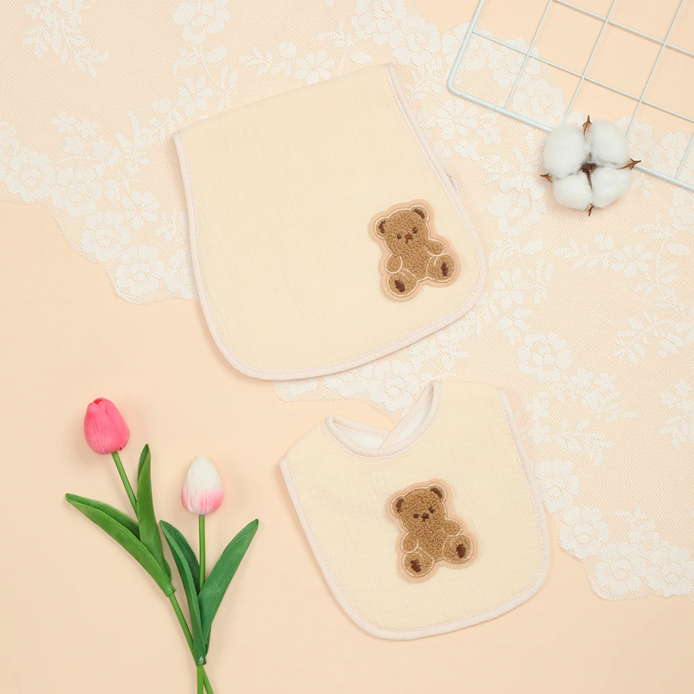 

Набор из 2-х салфеток для отрыжки и нагрудников для новорожденных, 1 комплект однотонных салфеток для отрыжки и нагрудников для новорожденных, мягкий хлопок, комфортный и нежный (бежевый)
