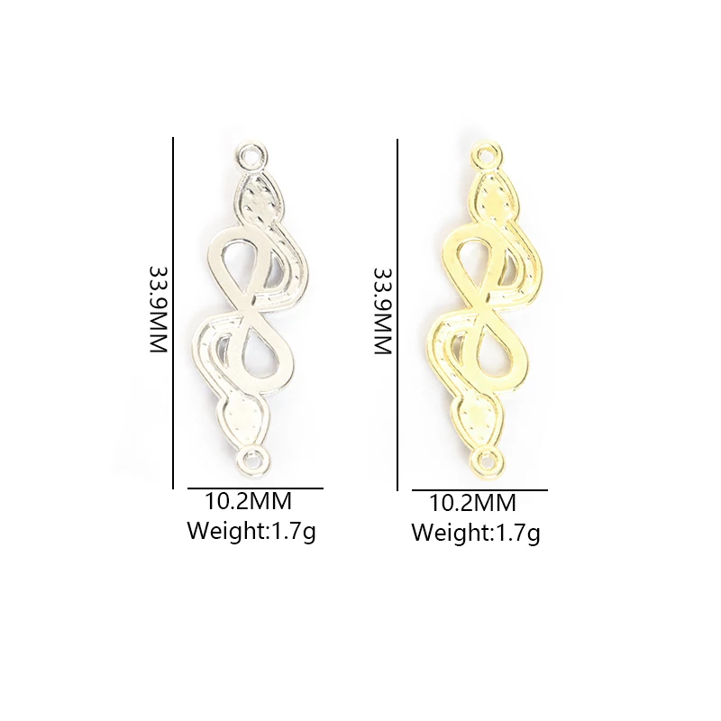 10pcs Zinc Alloy Snake Shape Charms Crystals Infinite Loop Symbol Connector Jewelry DIY Girl's Anklets Bracelet Necklace Pendant