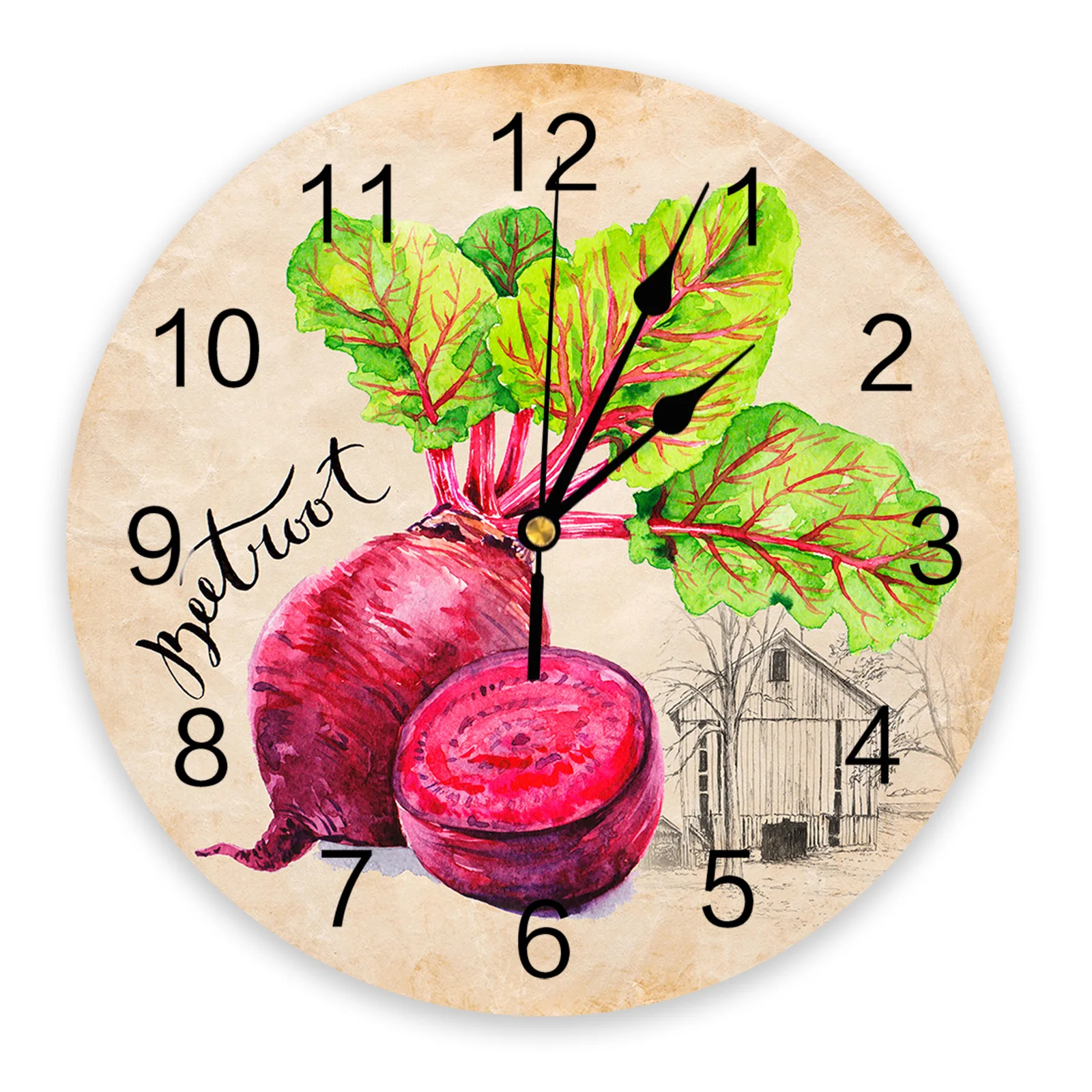 

Vintage Vellum Texture Beet Bedroom Wall Clock Large Modern Kitchen Dinning Round Wall Clocks Living Room Watch Home Decor