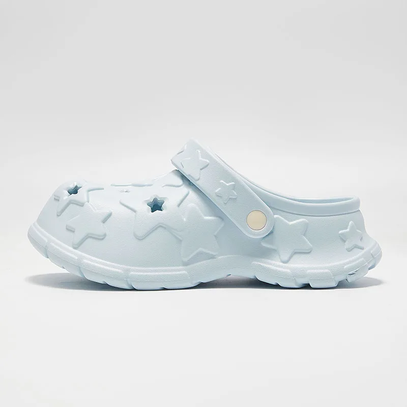 Ant Love الربيع/الصيف منتج جديد بسيط وعصري السماء المرصعة بالنجوم المرأة نمط مريح سميكة القاع ثقب الأحذية مع عارضة