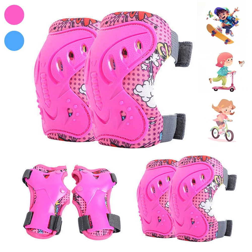 

6Pcs Kids Knee Pad Elbow Pads Set with Wrist Guard, 3-12 Years Children Skateboarding,Skiing,Cycling,BMX Biking,Running,Scooter