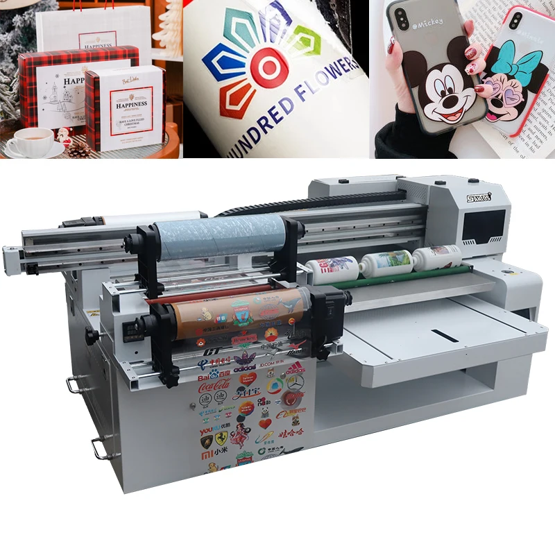 Multi-color UV printing machine CMYK W Varnish 3XP600/i3200 nozzles printing high speed UV roll-flat printer