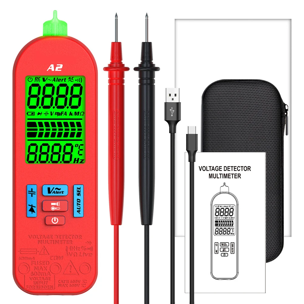 LED Flashlight Pen Multimeter Pen Multimeter Pen Multimeter Red & Green Backlight Mini Digital Pen New Practical