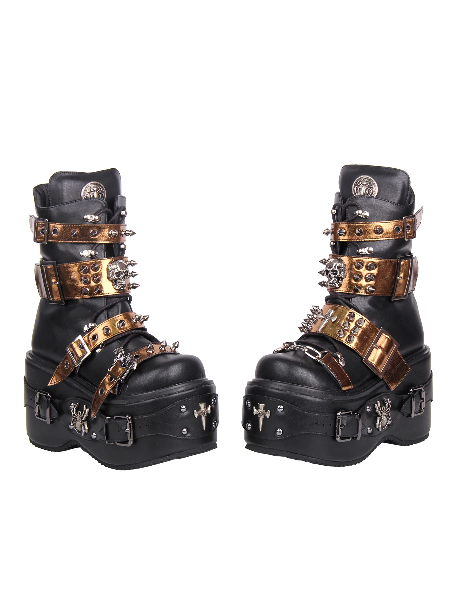 2025 New Lolita Boots Round Head Heavy Industry Rivet Decoration Sponge Cake Thick Bottom Punk Mid Barrel Boots