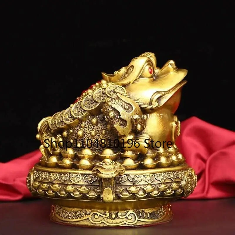 7'' Brass Home Feng Shui Treasure Cornucopia Wealth Fortune Jin Chan Toad Statue