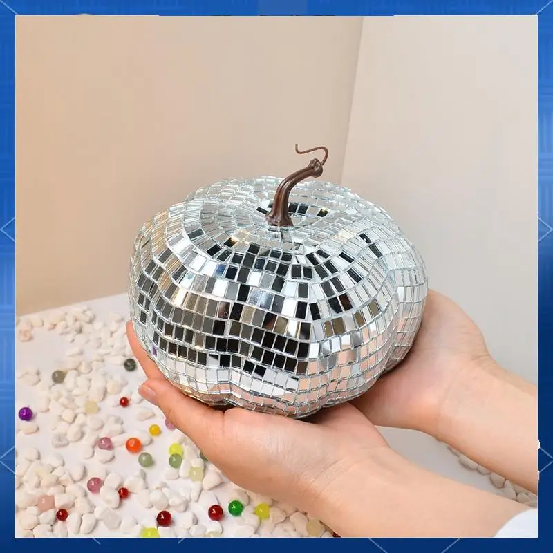 

AA77 Silver Mirror Disco Ball, Pumpkin Shape Disco Ball, Suitable For DJ Club Party, Halloween Reflective Pumpkin Ball