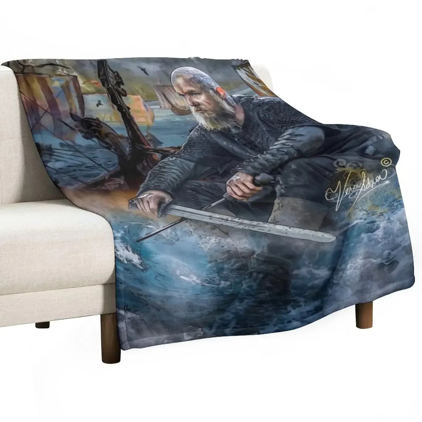 warrior King VKS Throw Blanket Bed linens Picnic Blankets