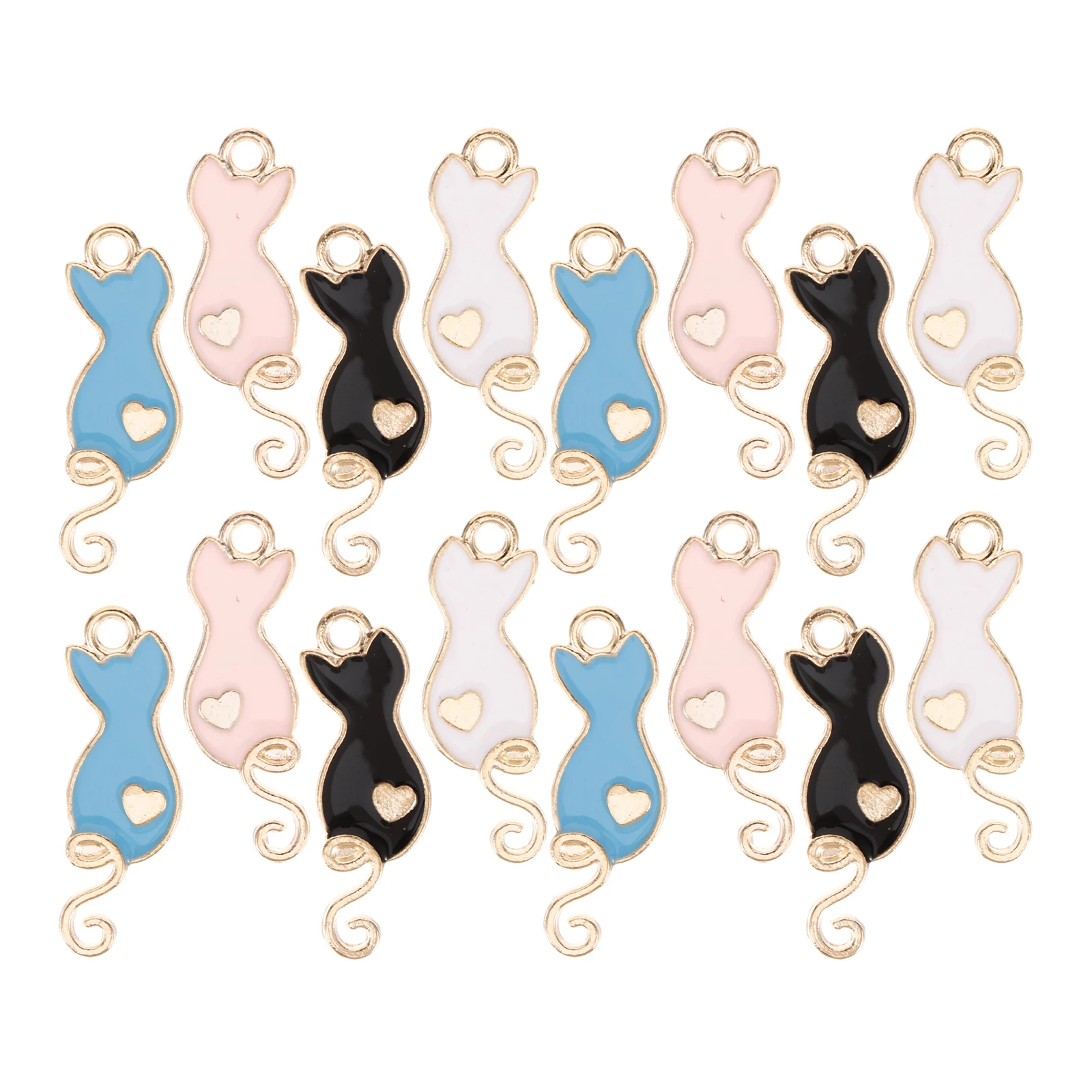 

40 Pcs Enamel Cat Hanging Decoration Bracelet Accessories Alloy Bulk Charms for Earrings Jewelry Making Ornaments Handmade