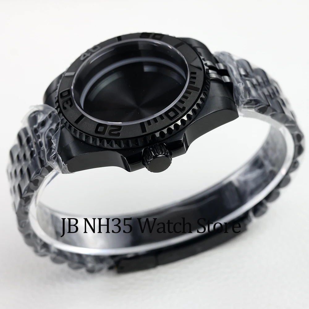 40mm NH35 cassa dell'orologio impermeabile nera vetro zaffiro adatto al movimento Nh35 Nh36 quadrante da 28,5 mm cassa YACHT-MASTER cinturino giubileo/oyster