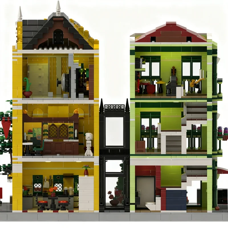 4210 قطعة MOC الكاريبي البنك الرموز نموذج اللبنات البناء تجميع DIY بها بنفسك ألعاب إبداعية التعليم هدايا عيد الميلاد فكرة