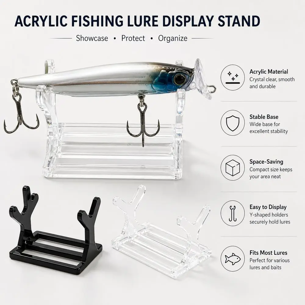 Acrylic Fishing Lure Display Stand Support Rack Structure Sturdy Lure Holder Rack Decorative Fishing Lure Show Rack