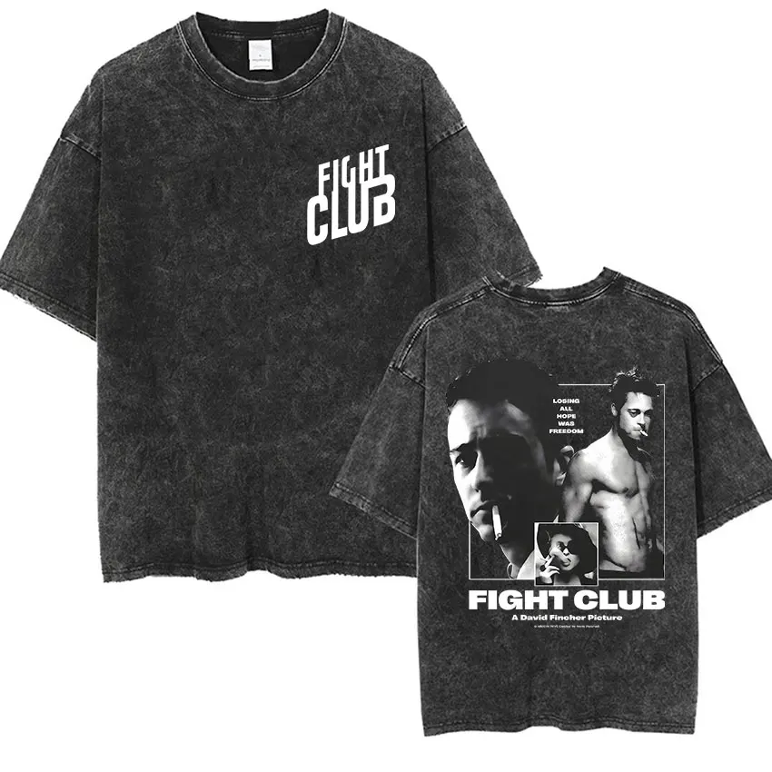 Movie Fight Club Mischief Mayhem Soap Vintage Washed T Shirts Men