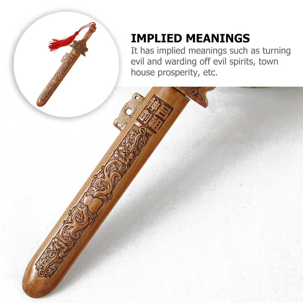 Toy Sword Exorcism Craft Pendant Crafts Engraving Hanging Decor Wooden Charm Caftt Wall Blessing Decorative Child