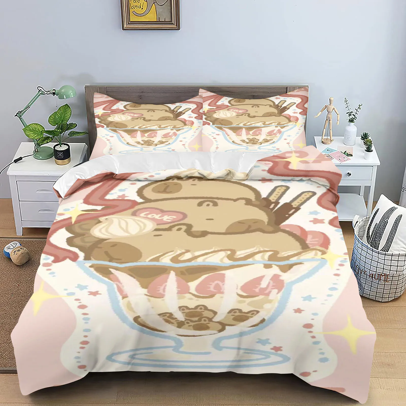 Capybara Cute Quilt Cover Home Guinea Pig New Design Decor Comfortable Set Teenager Children Soft Bedding