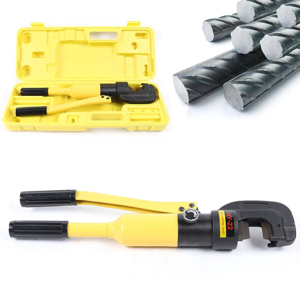 Cortador de barras de refuerzo portátil: herramienta hidráulica manual, fuerza de corte de 28660 libras, cabezal en forma de C para tareas de corte de barras de acero