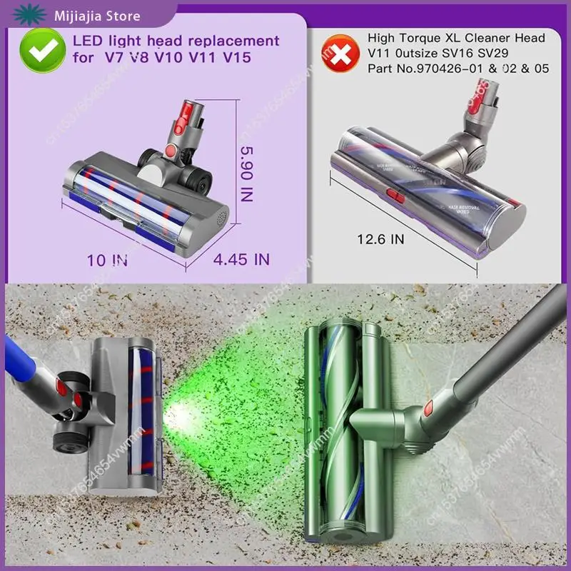 Cabeça de limpeza de rolo macio led para aspiradores dyson v11 v10 v8 v7 v15-iluminação poeira e detritos ideais vendas