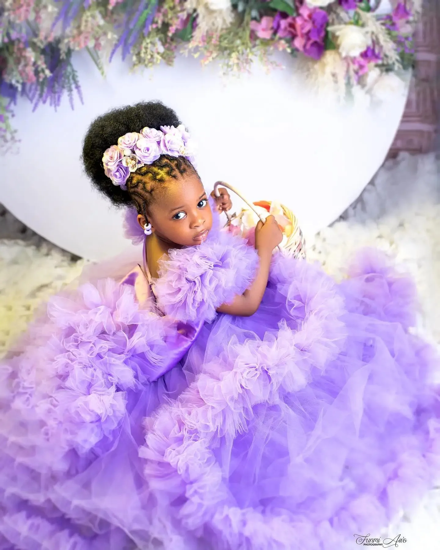 Customized Purple Flower Girl Dresses Pageant Gown for Wedding Ruffles Lace Floor Length Birthday Party First Communion Gowns