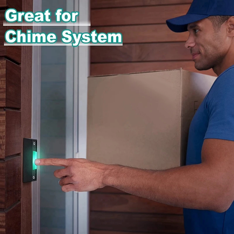 Botão de campainha com fio Smart-3PCS com luz LED, substituição do botão de anel de campainha, interruptor de abertura de porta montado na parede
