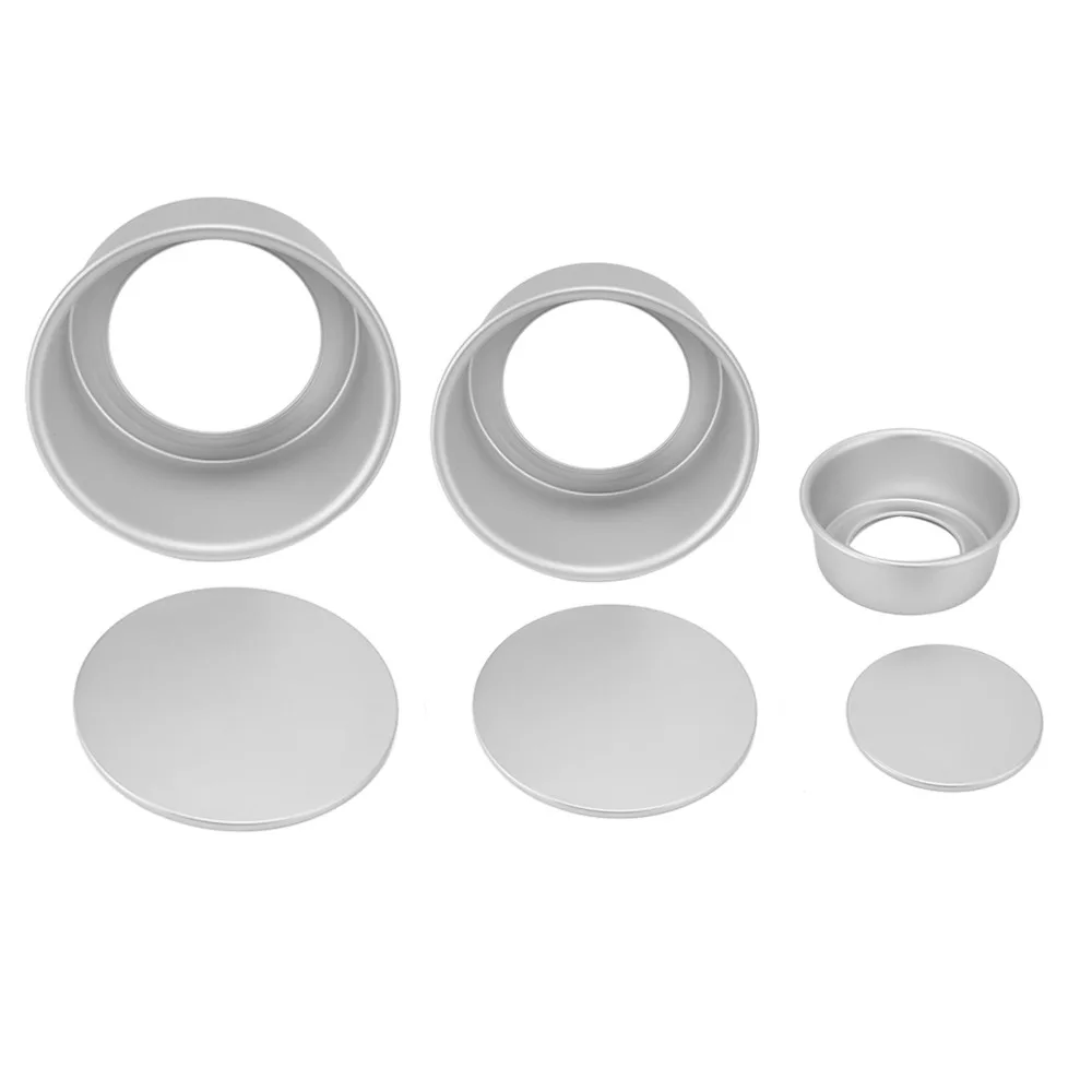 3pcs 4/6/8 Inch Round Cake Pan Anodized Finish Removable Bottom Chiffon Cake Pan Aluminum Alloy Deep Tall