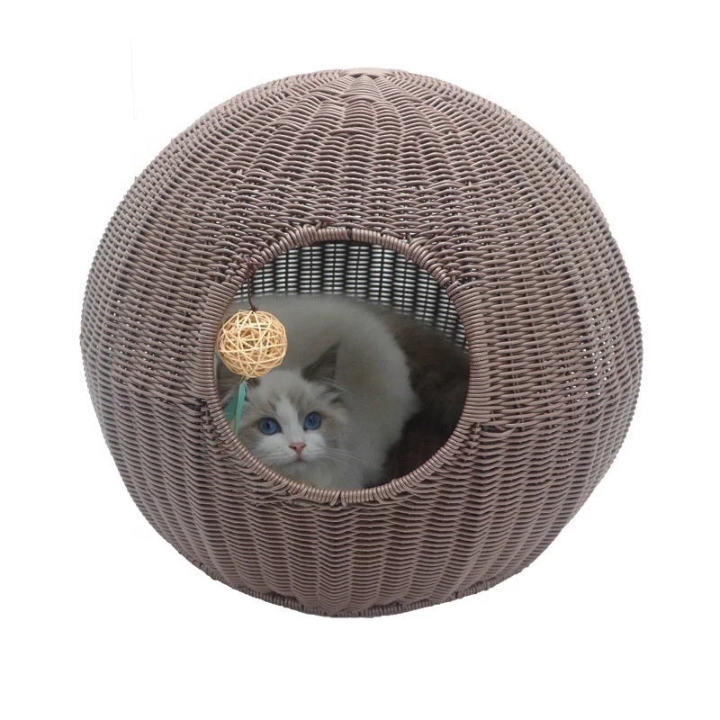 

Durable Pet Bed Hand Weave Round Rattan Cat Beds Breathable Mat Washable rattan pet nest