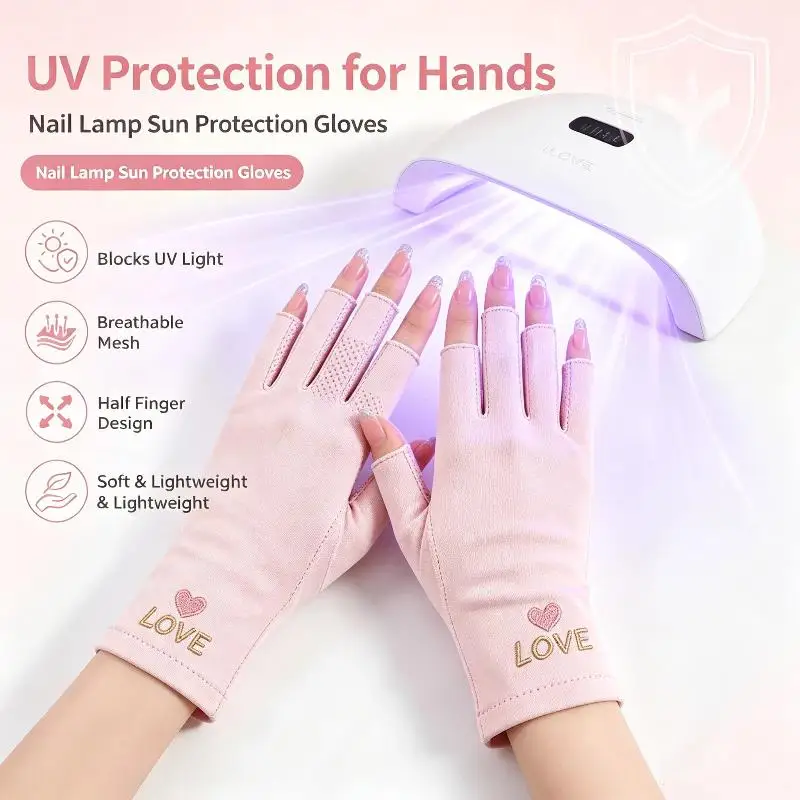 1 Pair Anti-UV Nail Gloves UV Protection Gel Gloves Fingerless Nail Tools Light-protective Gloves LED Nail Lamp Dryer Radiation