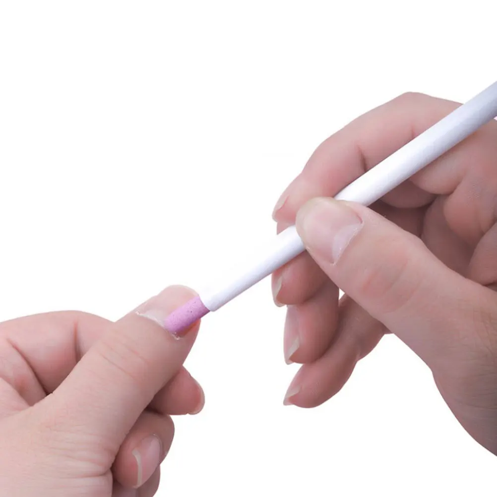 6pcs Ceramic Stick Pen One-Headed Nail Cuticle Remover Trimmer File For Natural False Nails Manicure Tool Nail Art Grinding