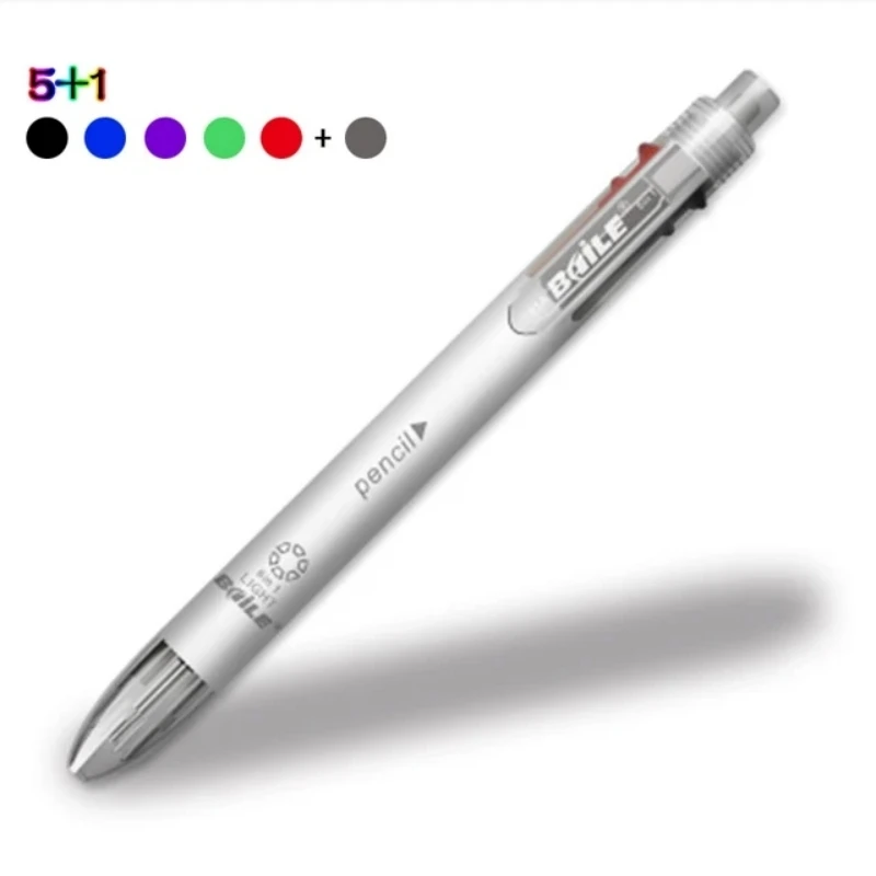 6 in 1 veelkleurige balpennen 5 kleuren balpen 1 automatisch potlood met gum voor schoolkantoor schrijfbenodigdheden briefpapier