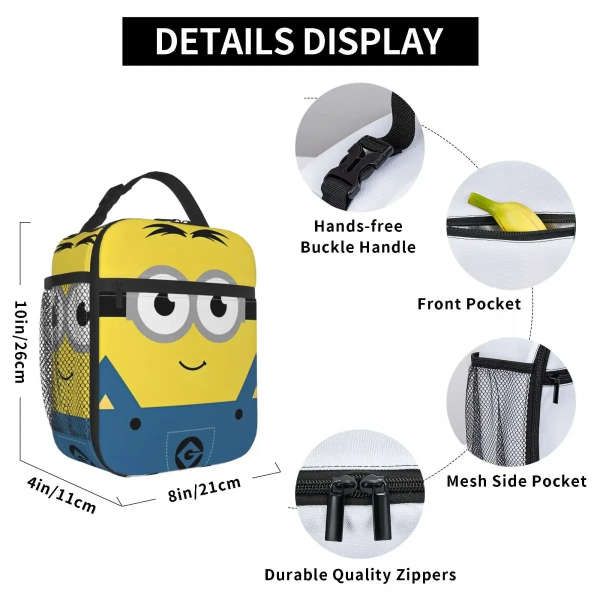 Minions Dave Insulated Lunch Bags Cooler Bag Lunch Container Leakproof Tote Lunch Box Men Women Work Travel