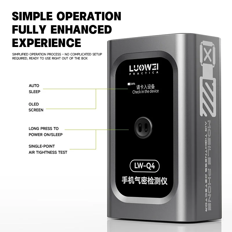 

LUOWEI LW-Q4 Fast & Accurate Waterproof Tester Air Tightness Leak Detector for IP & Android Portable with OLED Screen