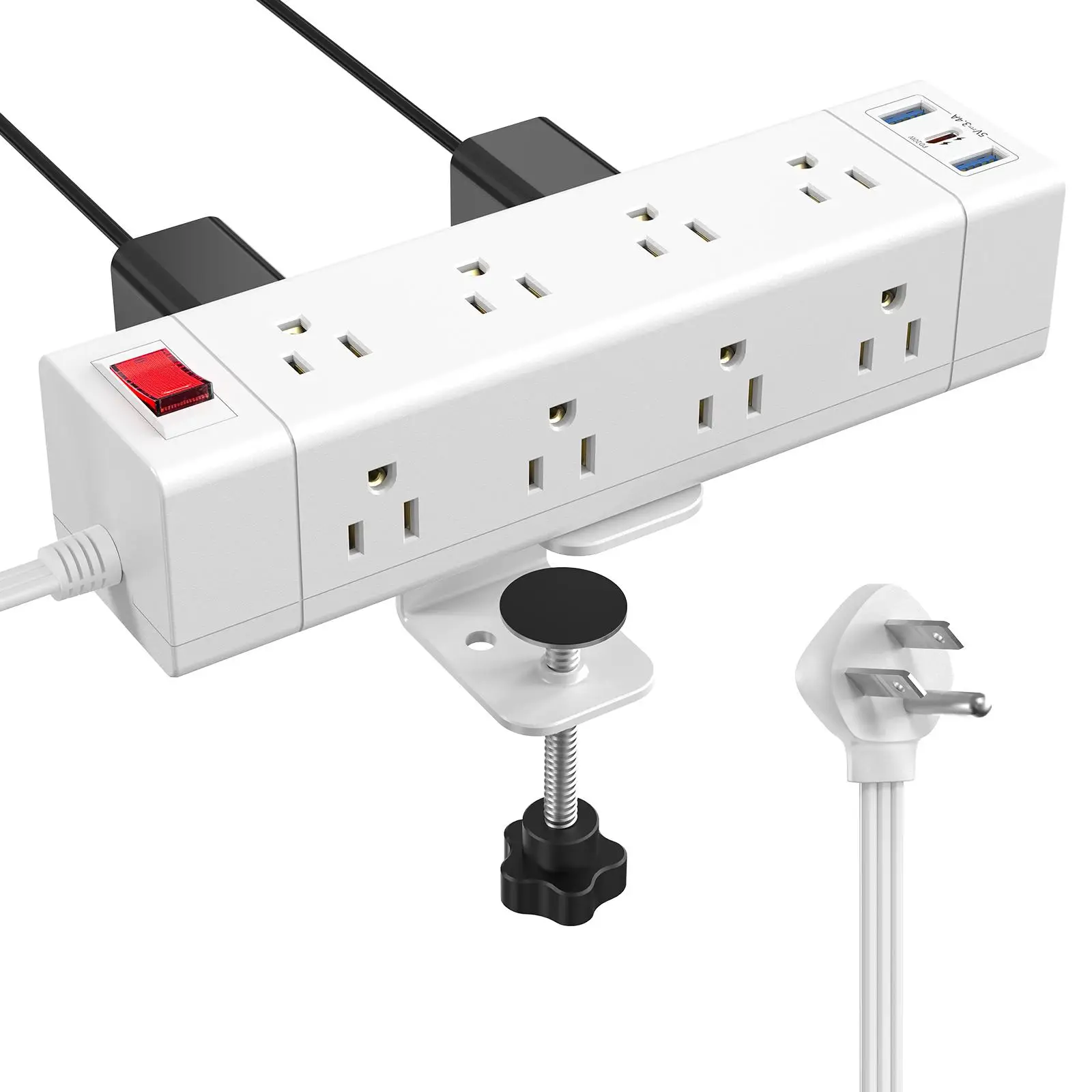 

Вилка стандарта США, 3-позиционная подключаемая, с портом быстрой зарядки PD20W, выключателем безопасности, подходит для разных офисов, фабрики, дома