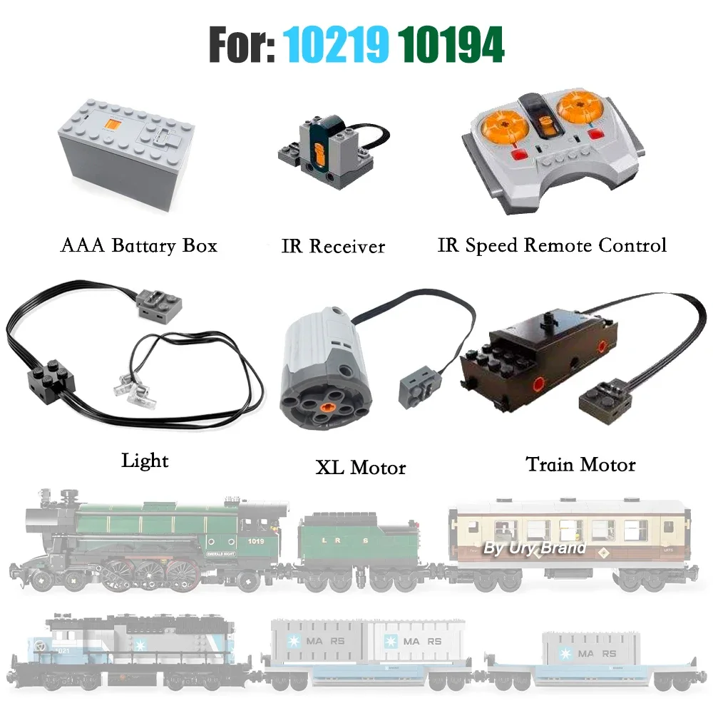 Technical Expert Power Function Parts for 10194 Emerald Train Motor 10219 Set MOC DIY Tracks LED Light Building Blocks Toys Boys