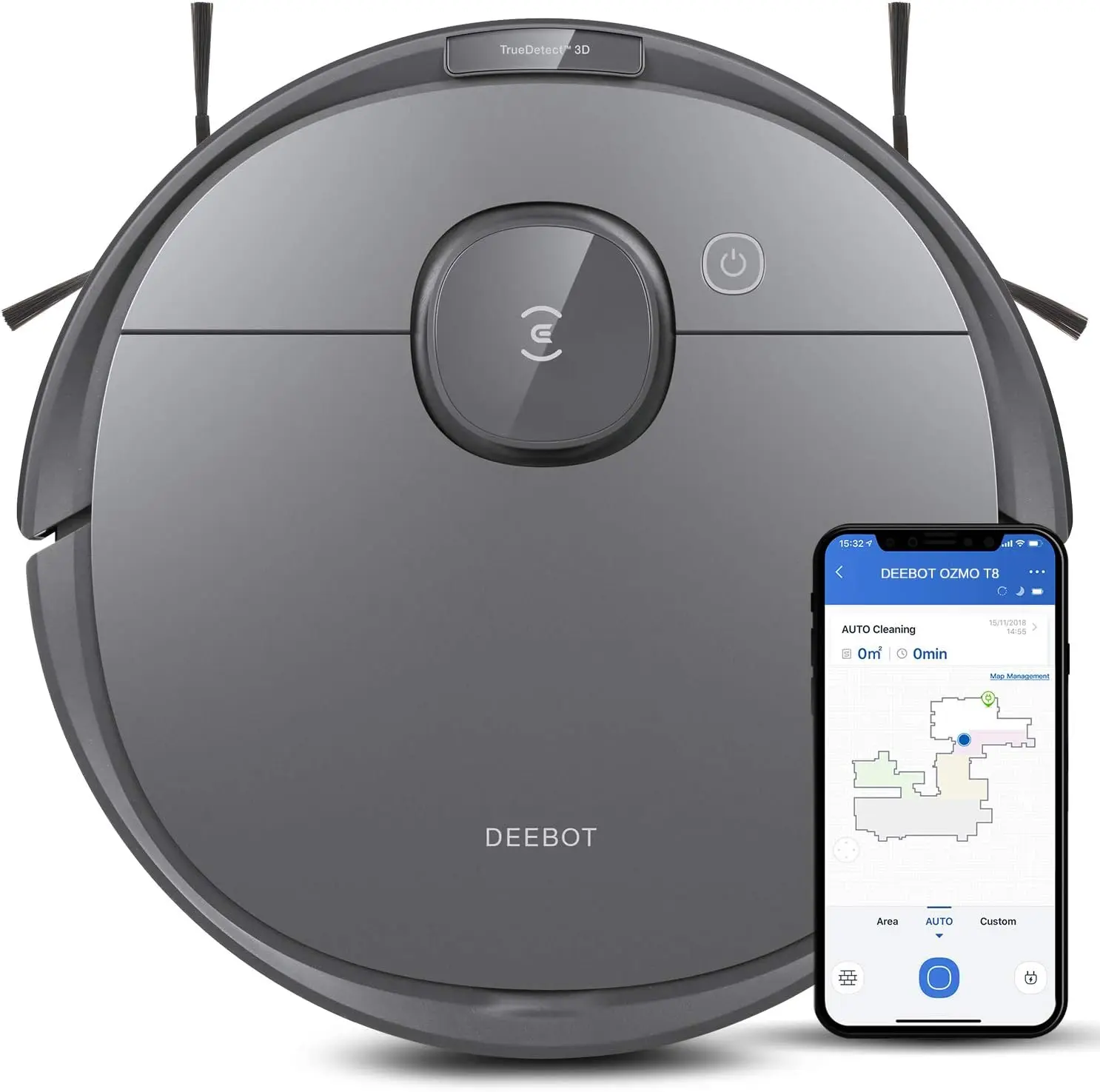 Deebot-T8 Robot Vacuum and Mop Cleaner, Navegação Laser Precise, Mapeamento Multi-floor, Prevenção Inteligente de Objetos, Ful