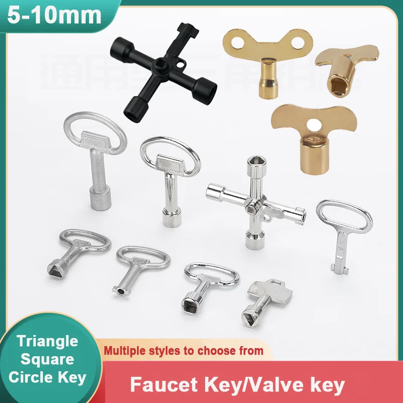 Triangle/Square/Circle Key Socket Key Set Radiator Bleeder Valve Tool and Faucet Locking Wrench for Plumbing Maintenance
