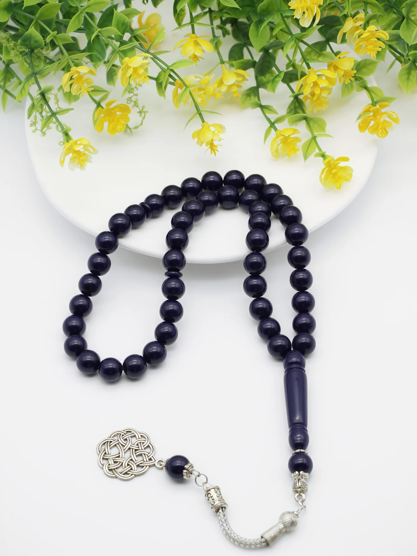 خرز صلاة إسلامي من الراتنج متعدد الألوان مع قلادة عقدة سلتيك، تسبيح مسلم للصلاة المقدسة