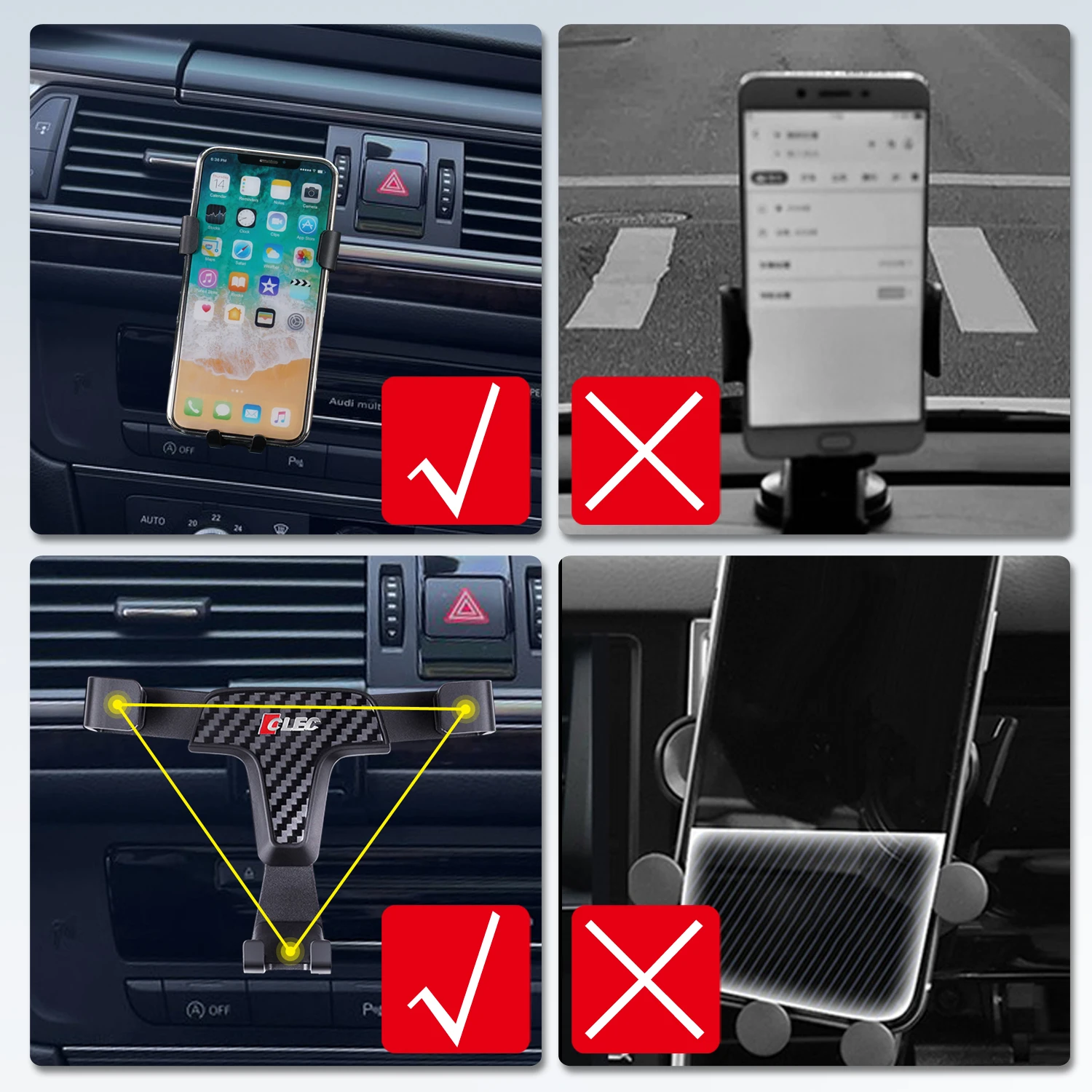 Fit for Audi A6 2012-2018 Car Console Air Vent Mount Bracket Mobile Phone Holder Gravity Cell Phone Stand