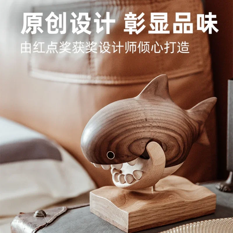 Shark Baby Teeth Box Wood Workshop Teeth Storage Children Boys and Girls Commemorative Decoration Home Decorative Creative