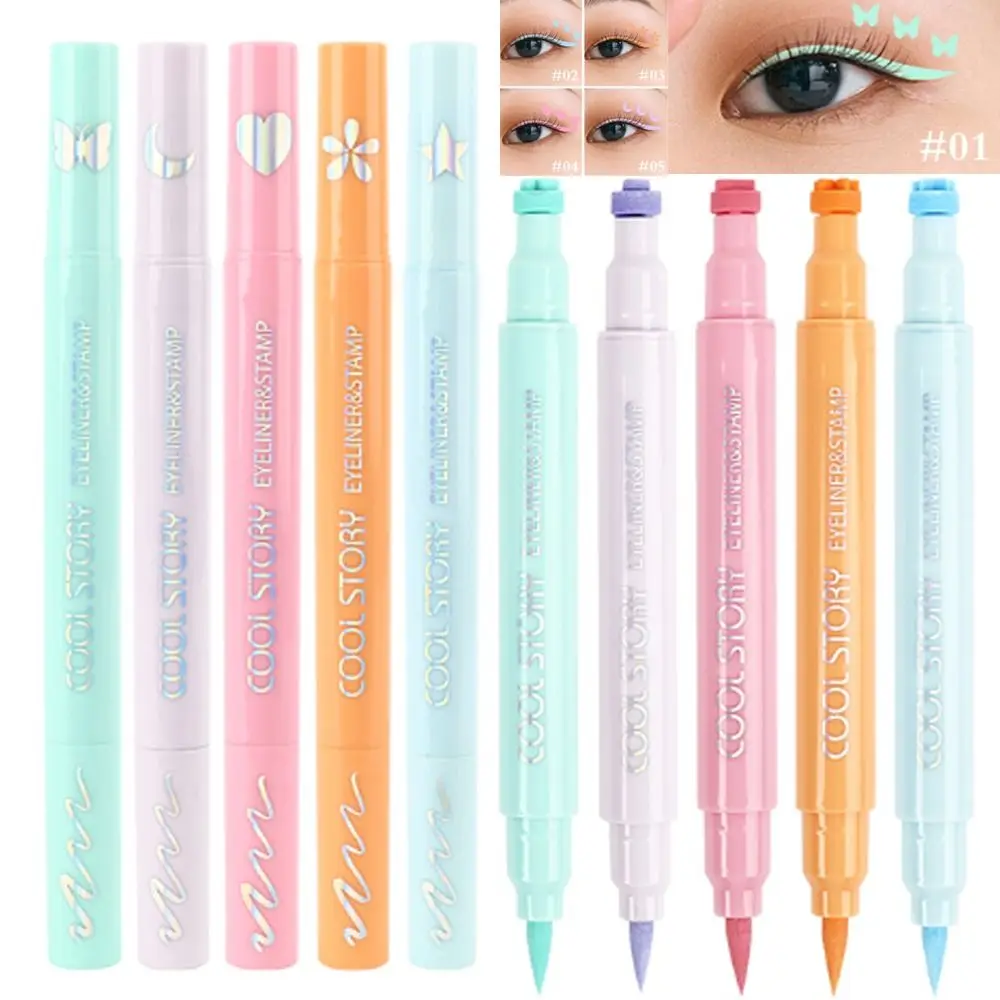 Water Resistant Double Head Colorful Stamp Eyeliner Long Lasting Highly Pigmented Waterproof Liquid Eyeliner Easy to Clean