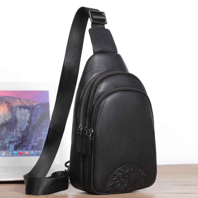 trendy-pure-cowhide-leather-single-shoulder-bag-men's-backpack-crossbody-chest-bag-natural-top-layer-backpack
