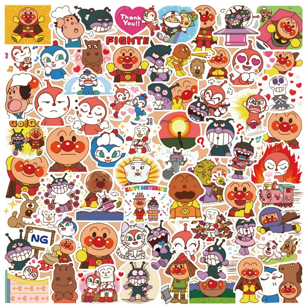 10/30/60/120pcs Kawaii Anpanman Anime Stickers Funny Cartoon Sticker Scrapbooking Fridge Luggage Jamโs Uncle Decal Decoration