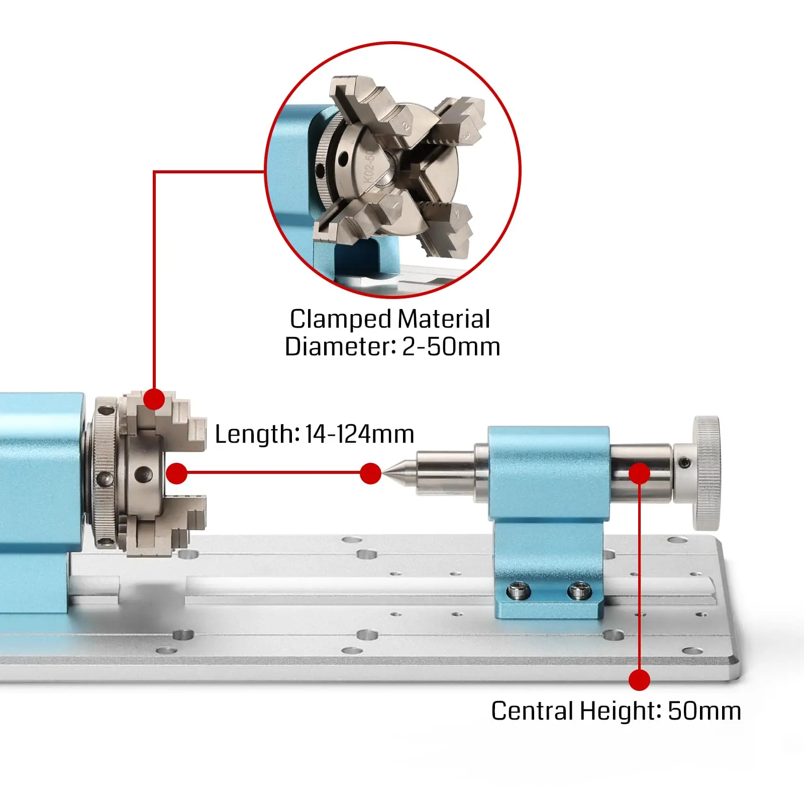 Genmitsu 4th Axis Rotary Module Kit for 4040-PRO CNC Router Machine with Planetary Geared Stepper Motor, 4 Jaw Chuck