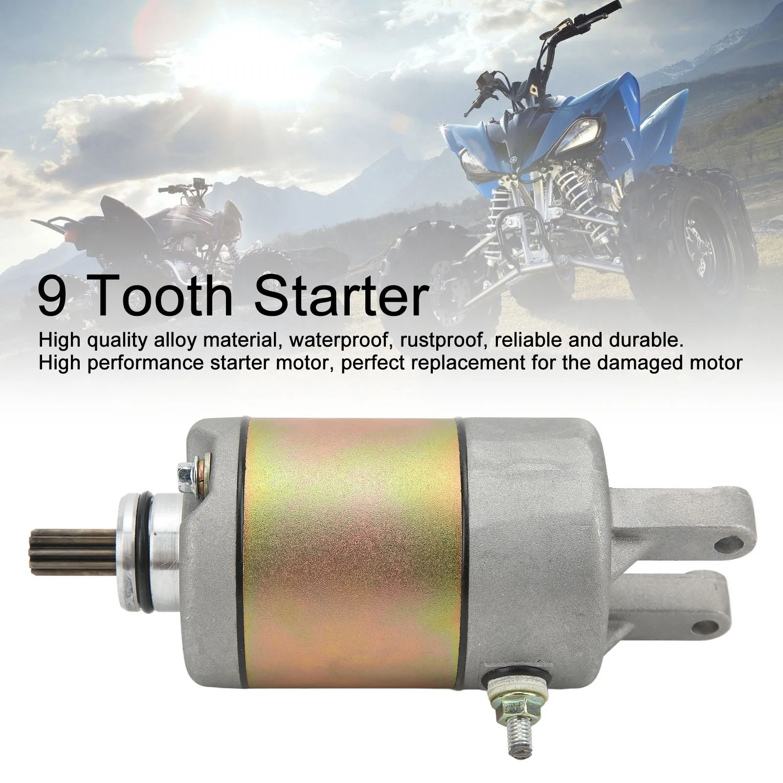

9-зубчатый стартер 9-зубчатый стартер 9T Стартовый двигатель из металлического сплава для GY6 250cc Quad Dirt Bike ATV Scooter 9-зубчатый стартер ATV Starter