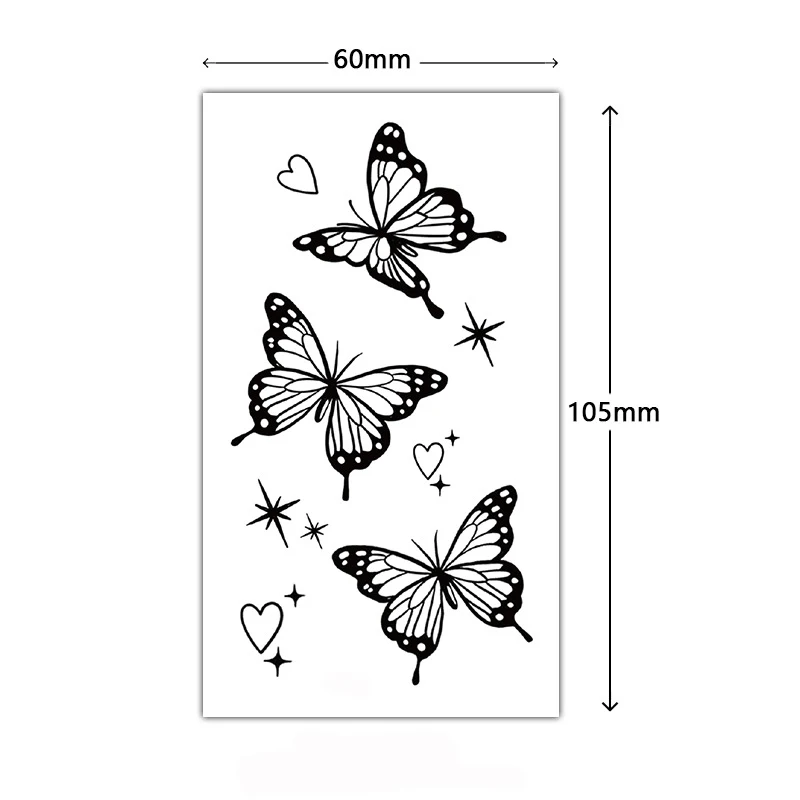 Tattoo Stickers Butterfly Love Heart Star Patterns Finger Hand Neck Temporary Waterproof Tatoo for Men Women Makeup Body Art