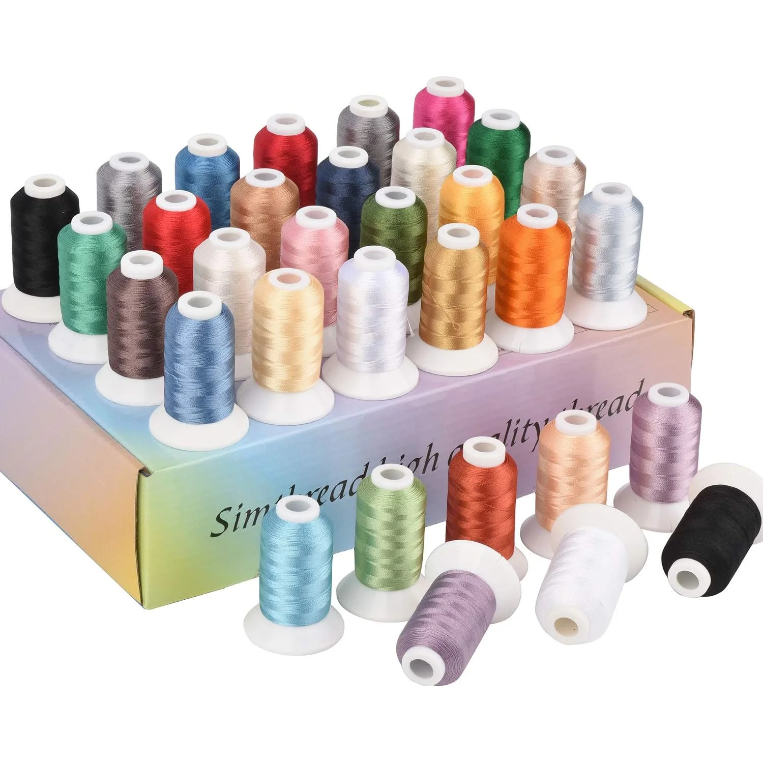 Simthread 32 Madeira Colors Polyester Embroidery Machine Thread Kit 500M (550Y) Similar to Madeira Robinson-Anton Color